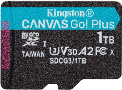 Карта памяти microSDXC UHS-I U3 Kingston Canvas Go! Plus 1024 ГБ, 170 МБ/с, Class 10, SDCG3/1TBSP, 1 шт., без адаптера