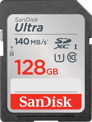 Карта памяти SDXC UHS-I Sandisk Ultra 128 ГБ, 140 МБ/с, Class 10, SDSDUNB-128G-GN6IN