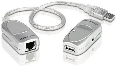 Кабель-удлинитель USB ATEN UCE60-AT, USB (m) (прямой) - RJ-45 (f), 1м, белый