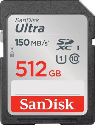 Карта памяти SDXC UHS-I Sandisk Ultra 80 512 ГБ, 150 МБ/с, Class 10, SDSDUNC-512G-GN6IN, 1 шт.