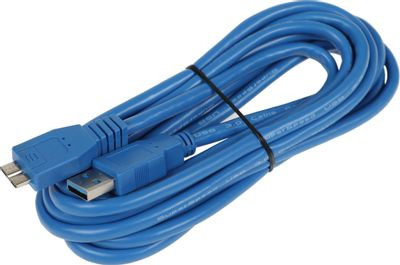 Кабель NingBo micro USB 3.0 B (m) (угловой) - USB A(m) (прямой), 3м, блистер, синий
