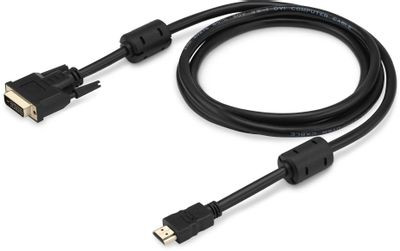Кабель Buro HDMI (m) - DVI-D (m), GOLD , ферритовый фильтр , 1.8м, черный [hdmi-19m-dvi-d-1.8m]