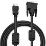 Кабель Buro HDMI (m) - DVI-D (m), GOLD , ферритовый фильтр , 1.8м, черный [hdmi-19m-dvi-d-1.8m]