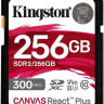 Карта памяти SDXC UHS-II U3 Kingston Canvas React Plus 256 ГБ, 300 МБ/с, 90X, Class 10, SDR2/256GB, 1 шт., без адаптера