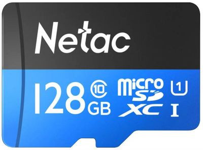Карта памяти microSDXC UHS-I U1 NETAC P500 128 ГБ, 80 МБ/с, Class 10, NT02P500STN-128G-R, 1 шт., переходник SD