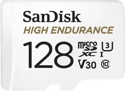 Карта памяти microSDXC UHS-I U3 Sandisk High Endurance 128 ГБ, 100 МБ/с, Class 10, SDSQQNR-128G-GN6IA, 1 шт., переходник SD