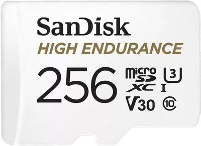 Карта памяти microSDXC UHS-I U3 Sandisk High Endurance 256 ГБ, 100 МБ/с, Class 10, SDSQQNR-256G-GN6IA, 1 шт., переходник SD