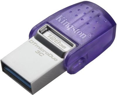 Флешка USB Kingston DataTraveler microDuo 3C 128ГБ, USB3.0, фиолетовый [dtduo3cg3/128gb]