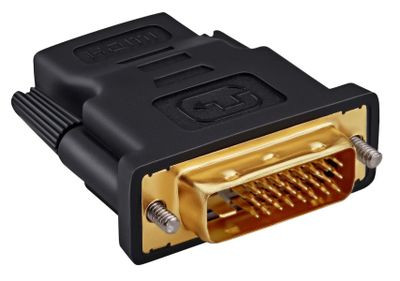 Переходник Buro HDMI (f) - DVI-D (m), GOLD , черный [hdmi-19fdvid-m_adpt]