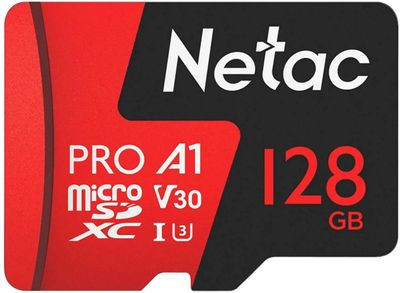 Карта памяти microSDXC UHS-I U3 NETAC P500 Extreme Pro 128 ГБ, 100 МБ/с, Class 10, NT02P500PRO-128G-R, 1 шт., переходник SD