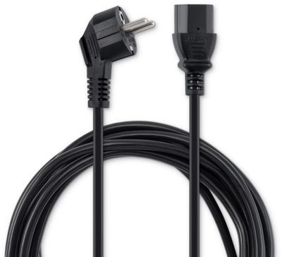 Кабель питания Buro BU-PCAB-5M-16A, IEC C13 (прямой) - Евровилка (угловой), 5м