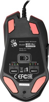 Мышь A4TECH Bloody W60 Max, игровая, оптическая, проводная, USB, красный