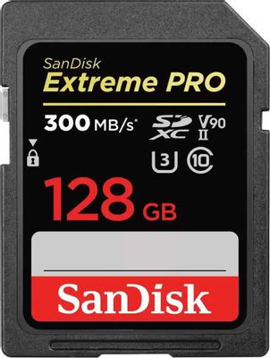 Карта памяти SDXC UHS-II U3 Sandisk 128 ГБ, 300 МБ/с, Class 10, SDSDXDK-128G-GN4IN, 1 шт.