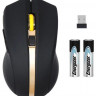 Мышь Oklick 495MW, оптическая, беспроводная, USB, черный и золотистый [998168]