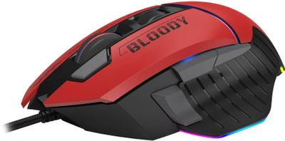 Мышь A4TECH Bloody W95 Max Sports, игровая, оптическая, проводная, USB, красный и черный [w95 max sports red]