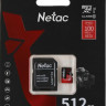 Карта памяти microSDXC UHS-I U3 NETAC P500 Extreme Pro 512 ГБ, 100 МБ/с, Class 10, NT02P500PRO-512G-R, 1 шт., переходник SD
