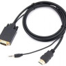 Кабель-переходник аудио-видео PREMIER 5-983AU, HDMI (m) - VGA (m) , 1.8м, черный [5-983au 1.8]