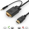 Кабель-переходник аудио-видео PREMIER 5-983AU, HDMI (m) - VGA (m) , 1.8м, черный [5-983au 1.8]