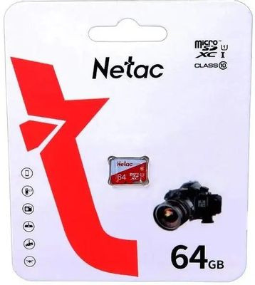 Карта памяти microSDXC UHS-I U1 NETAC P500 Eco 64 ГБ, 90 МБ/с, Class 10, NT02P500ECO-064G-S, 1 шт., без адаптера