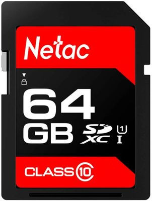Карта памяти SDXC UHS-I U1 NETAC P600 64 ГБ, 80 МБ/с, Class 10, NT02P600STN-064G-R, 1 шт., без адаптера
