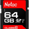 Карта памяти SDXC UHS-I U1 NETAC P600 64 ГБ, 80 МБ/с, Class 10, NT02P600STN-064G-R, 1 шт., без адаптера