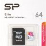 Карта памяти microSDXC UHS-I U1 Silicon Power Elite 64 ГБ, 100 МБ/с, Class 10, SP064GBSTXBV1V20SP, 1 шт., переходник SD