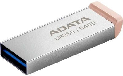 Флешка USB A-Data UR350 64ГБ, USB3.2, серебристый и коричневый [ur350-64g-rsr/bg]
