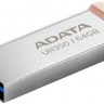 Флешка USB A-Data UR350 64ГБ, USB3.2, серебристый и коричневый [ur350-64g-rsr/bg]
