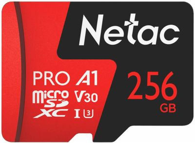 Карта памяти microSDXC UHS-I U3 NETAC P500 Extreme Pro 256 ГБ, 100 МБ/с, 30X, Class 10, NT02P500PRO-256G-S, 1 шт., без адаптера