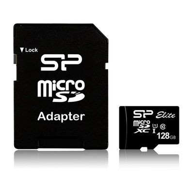 Карта памяти microSDXC UHS-I Silicon Power 128 ГБ, 75 МБ/с, Class 10, SP128GBSTXBU1V10SP, 1 шт., переходник SD