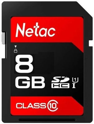 Карта памяти SDHC UHS-I U1 NETAC P600 8 ГБ, 80 МБ/с, Class 10, NT02P600STN-008G-R, 1 шт., без адаптера