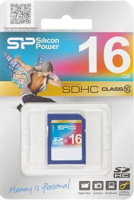 Карта памяти SDHC Silicon Power 16 ГБ, Class 10, SP016GBSDH010V10, 1 шт., без адаптера