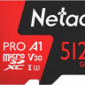 Карта памяти microSDXC UHS-I U3 NETAC P500 Extreme Pro 512 ГБ, 100 МБ/с, Class 10, NT02P500PRO-512G-S, 1 шт.
