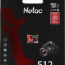 Карта памяти microSDXC UHS-I U3 NETAC P500 Extreme Pro 512 ГБ, 100 МБ/с, Class 10, NT02P500PRO-512G-S, 1 шт.