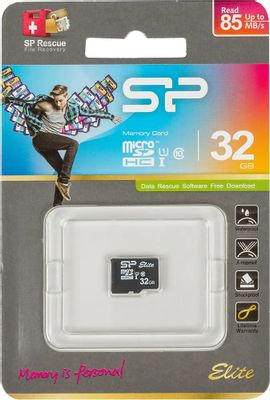 Карта памяти microSDHC UHS-I U1 Silicon Power 32 ГБ, 40 МБ/с, Class 10, SP032GBSTHBU1V10, 1 шт., без адаптера
