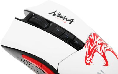 Мышь A4TECH Bloody R90 Plus Naraka, игровая, оптическая, беспроводная, USB, белый и рисунок