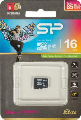 Карта памяти microSDHC UHS-I U1 Silicon Power 16 ГБ, 85 МБ/с, Class 10, SP016GBSTHBU1V10, 1 шт., без адаптера