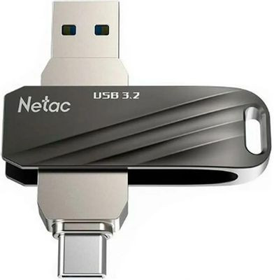 Флешка USB NETAC US1 128ГБ, USB3.0, черный и серебристый [nt03us11c-128g-32bk]