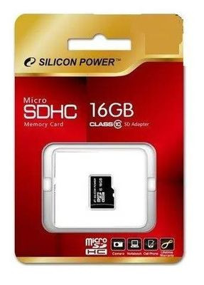 Карта памяти microSDHC Silicon Power 16 ГБ, Class 10, SP016GBSTH010V10, 1 шт., без адаптера