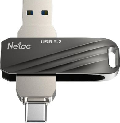 Флешка USB NETAC US11 32ГБ, USB3.2, черный и серебристый [nt03us11c-032g-32bk]