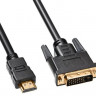 Кабель Buro HDMI (m) - DVI-D (m), GOLD , ферритовый фильтр , 5м, черный [hdmi-19m-dvi-d-5m]