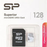 Карта памяти microSDXC UHS-I U3 Silicon Power Superior 128 ГБ, 100 МБ/с, Class 10, SP128GBSTXDA2V20SP, 1 шт., переходник SD