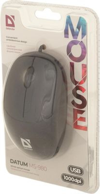 Мышь Defender Datum MS-980, оптическая, проводная, USB, черный [52980]