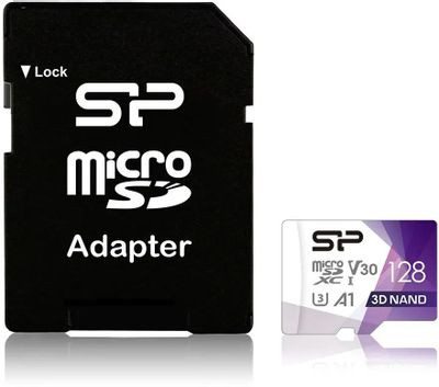 Карта памяти microSDXC UHS-I U3 Silicon Power Superior Pro Colorful 128 ГБ, 100 МБ/с, Class 10, SP128GBSTXDU3V20AB, 1 шт., переходник SD