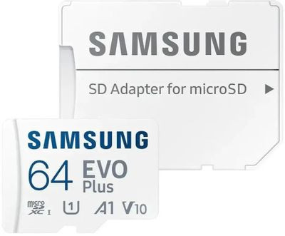 Карта памяти microSDXC UHS-I U1 Samsung EVO Plus 64 ГБ, 130 МБ/с, Class 10, MB-MC64SA, 1 шт., переходник SD