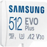 Карта памяти microSDXC UHS-I Samsung EVO Plus 512 ГБ, 160 МБ/с, Class 10, MB-MC512SA/EU, 1 шт., переходник SD