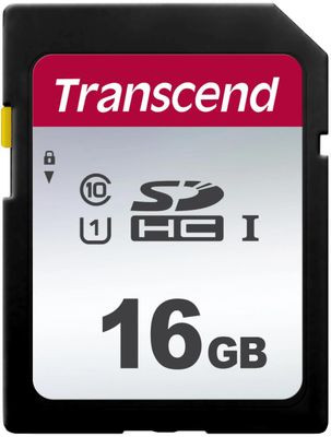Карта памяти SDHC UHS-I U1 Transcend 16 ГБ, 95 МБ/с, Class 10, TS16GSDC300S, 1 шт., без адаптера