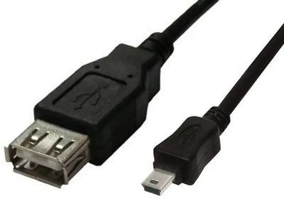 Кабель OTG Buro USB A(f) (прямой) - mini USB B (m) (прямой), 0.2м, черный [otg_mini]