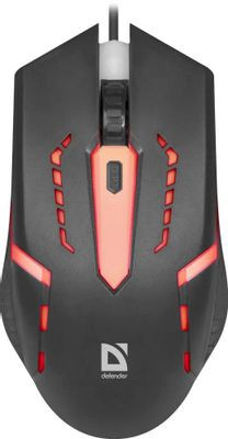 Мышь Defender Hit MB-601, игровая, оптическая, проводная, USB, черный [52601]