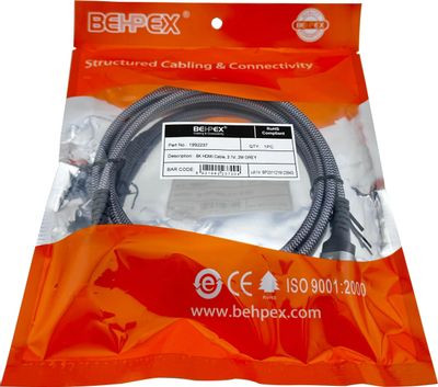 Кабель 2.1V, HDMI (m) (прямой) - HDMI (m) (прямой), GOLD , 2м, черный